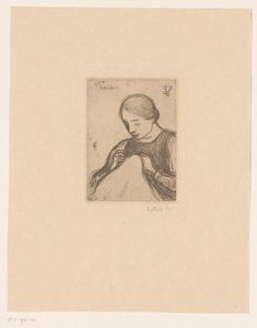 Retrato de Malvina Dedeyn con trabajos manuales
La costurera (título en el objeto) de Jakob Smits