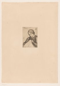 Retrato de Malvina Dedeyn con trabajos manuales