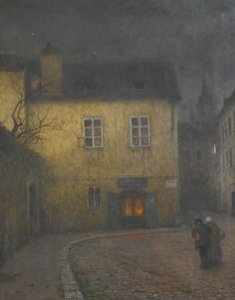 Una esquina de calle en Praga, c. 1900 de Jakub Schikaneder