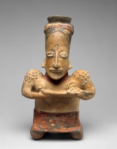 Mujer arrodillada amamantando a un bebé, Proto-Clásico, 100 a.C.-300 d.C.