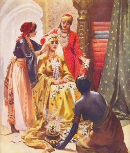 Tierra Santa: "Una novia adornada para su marido" (litografía en color) de James (after) Clark