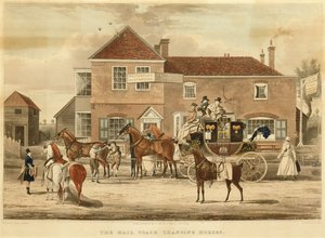 El Carruaje de Correos Cambiando Caballos, c.1825 de James (after) Pollard