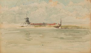 Una pequeña nota roja - Dordrecht de James Abbott McNeill Whistler