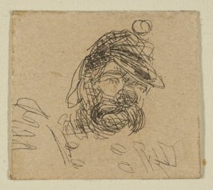 Hombre barbudo con gorra de soldado de Bocetos en la placa de la encuesta costera, 1854-55