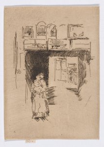 Bird Shop-Seven Dials, c.1886-88 (aguafuerte; tinta sobre papel) de James Abbott McNeill Whistler