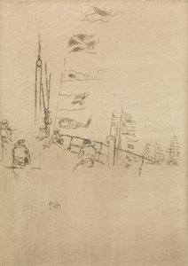 Banderines, de un conjunto de doce grabados titulado La revisión naval, 1887 de James Abbott McNeill Whistler