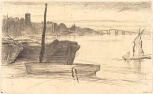 Puente y iglesia de Chelsea, c. 1870-1871