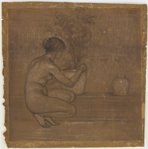 Figura agachada. Estudio para La Sinfonía Blanca: Tres chicas de James Abbott McNeill Whistler