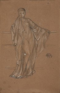Figura drapeada en una barandilla, 1868-1870 de James Abbott McNeill Whistler