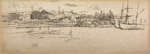 Dique seco, Southampton, de un conjunto de doce grabados titulado La revisión naval, 1887 de James Abbott McNeill Whistler