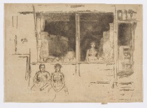 Melon Shop, Hounsditch, c.1886-88 (aguafuerte; tinta sobre papel) de James Abbott McNeill Whistler