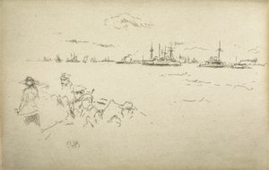 Monitores, de un conjunto de doce grabados titulado La Revisión Naval, 1887 de James Abbott McNeill Whistler