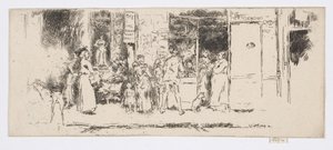 Puesto de periódicos, Rue de Seine, c.1892-93 (aguafuerte; tinta sobre papel) de James Abbott McNeill Whistler