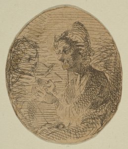 Anciana y niño en óvalo de Bocetos en la placa de la encuesta costera, 1854-55