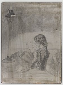 Leyendo a la luz de la lámpara, 1858 de James Abbott McNeill Whistler