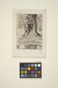 Seymour de pie bajo un árbol (aguafuerte)