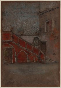 La escalera: Nota en rojo, 1880 de James Abbott McNeill Whistler