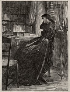El sermón de prueba: Joanna Douglas en su escritorio, 1862