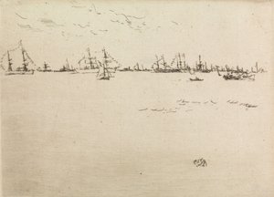 Buques de tropas, de un conjunto de doce grabados titulado La revisión naval, 1887 de James Abbott McNeill Whistler