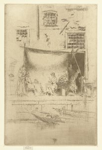 Mujeres bajo un toldo en el muelle
Puesto de frutas
Un conjunto de veintiséis grabados (título de la serie) de James Abbott McNeill Whistler