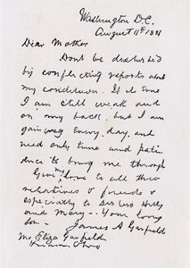 Carta de James Abram Garfield a su madre, de 