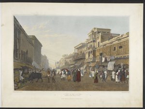Una vista en el Bazar, que conduce a Chitpore Road, de 
