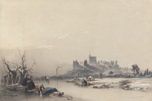 El castillo de Windsor desde el río helado durante la gran helada de James Baker Pyne