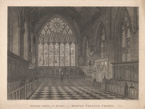 Vista interior del extremo este de la capilla del Merton College de James Basire