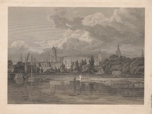 Vista sur de Christ Church, etc. desde los prados de James Basire