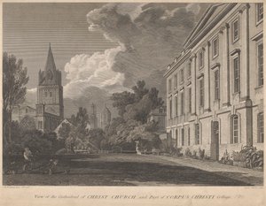 Vista de la catedral de Christ Church y parte del Corpus Christi College de James Basire