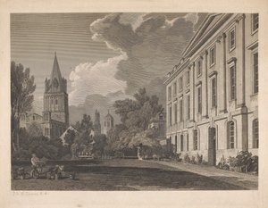 Vista de la catedral de Christ Church y parte del Corpus Christi College de James Basire
