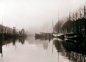 Barcos de canal, Dordrecht, Países Bajos, 1898 de James Batkin