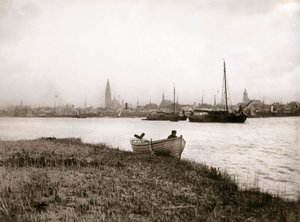 Bote de remos junto a un canal, Róterdam, 1898 de James Batkin