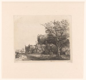 Paisaje con tres casas de campo a dos aguas junto a una carretera de James Bretherton