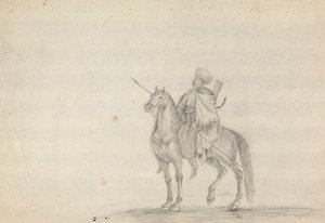 Hombre a caballo con una lanza