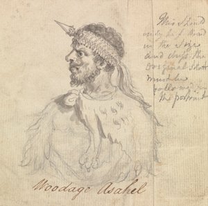 Woodage Asahel con diadema ceremonial