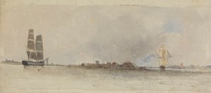 Escena costera con transporte marítimo de James Chisholm Gooden