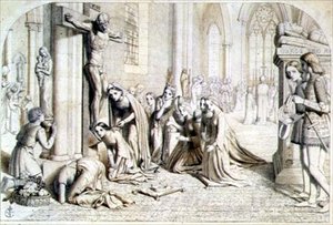 Un Incidente en la Vida de Santa Isabel de Hungría - Estudio Composicional, 1850 de James Collinson