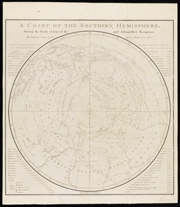 Carta del hemisferio sur; mostrando las huellas de algunos de los navegantes más distinguidos, por el capitán James Cook, de la Armada de Su Majestad. de James Cook