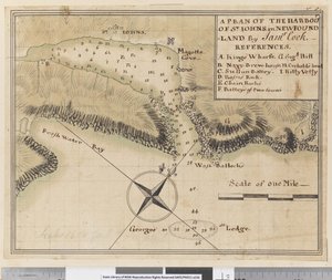 Plan del puerto de San Juan en Terranova de James Cook