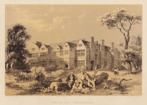 Sawston Hall, Cambridgeshire (aguatinta) de James Dafforne