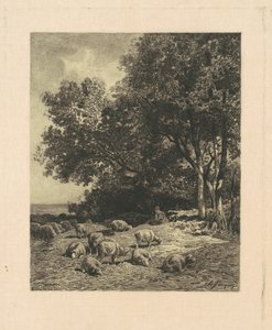 Paisaje con ovejas de James David Smillie, after Charles Émile Jacque