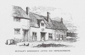 Residencia de Bunyan después de su encarcelamiento (grabado)