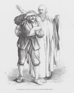 Evangelista señala el camino a la puerta peatonal (grabado) de James Dawson Watson