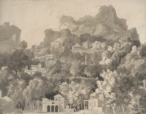 Paisaje rocoso con edificios clásicos de James Deacon