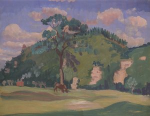 Paisaje con un caballo pastando de James Dickson Innes