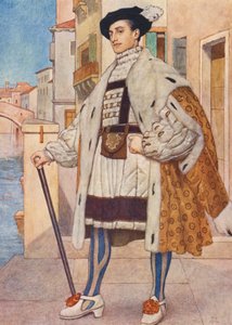 El mercader de Venecia de Shakespeare: Bassanio (litografía en color) de James Dromgole Linton