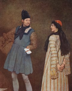 El mercader de Venecia de Shakespeare: Jessica y Launcelot (litografía en color) de James Dromgole Linton