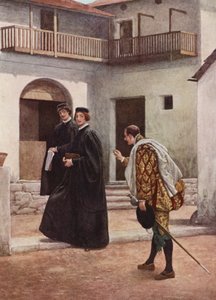 El mercader de Venecia de Shakespeare: Porcia, Nerissa y Gratiano (litografía en color) de James Dromgole Linton