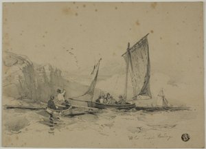Barcos de pesca cerca de los acantilados de James Duffield Harding
